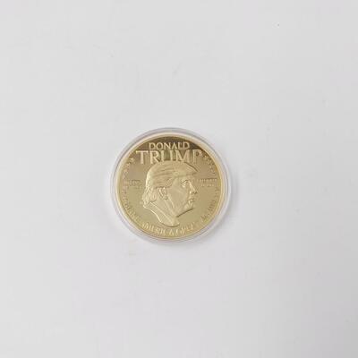 DONALD TRUMP CU LAYERED IN 24K GOLD COLLECTABLE COIN