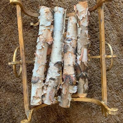 Solid Brass Heavy duty firewood rack with River Birch