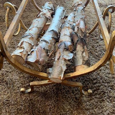 Solid Brass Heavy duty firewood rack with River Birch
