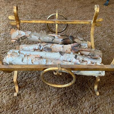 Solid Brass Heavy duty firewood rack with River Birch