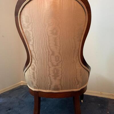 Antique Victorian Upholstered Parlor Chair w/ porcelain casters