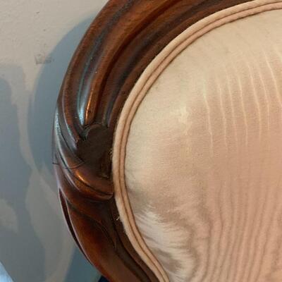 Antique Victorian Upholstered Parlor Chair w/ porcelain casters
