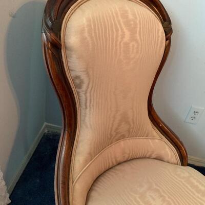 Antique Victorian Upholstered Parlor Chair w/ porcelain casters