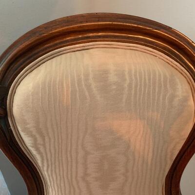 Antique Victorian Upholstered Parlor Chair w/ porcelain casters