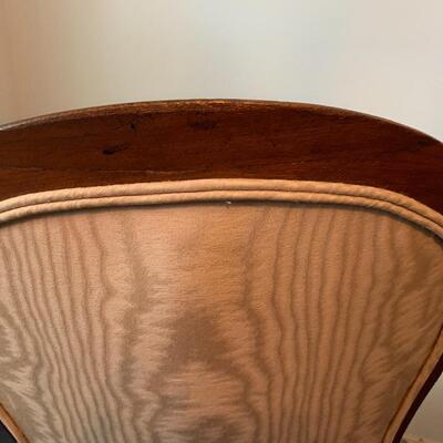 Antique Victorian Upholstered Parlor Chair w/ porcelain casters