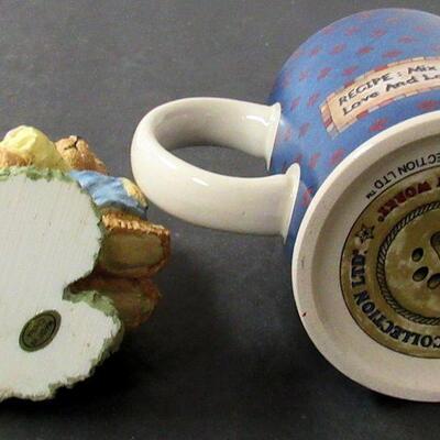 Boyd's Bears Mug 1998 and Bear Figurine, Unmarked