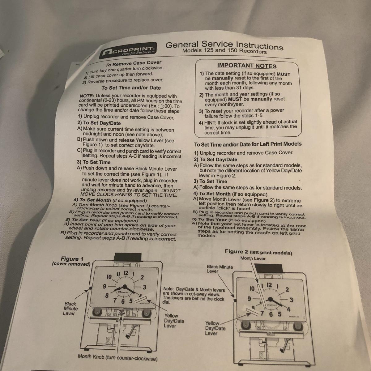 Acroprint Time Clock W/Ink & Two Time Card Slots (LRRG)