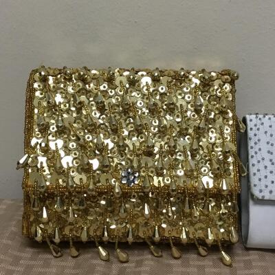 Beaded Small Purse Clutch Pair Gold Silver