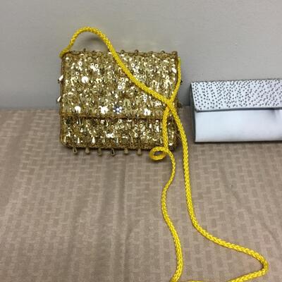 Beaded Small Purse Clutch Pair Gold Silver