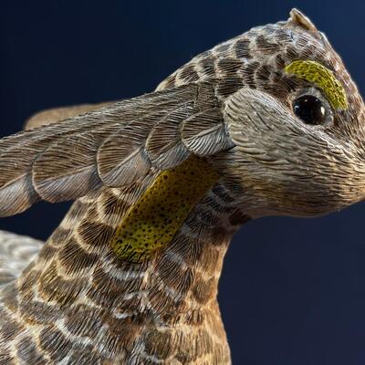 Amazing Hand Carved Folk Art Prairie Chicken