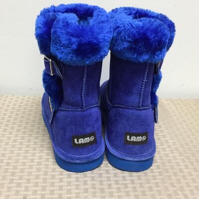 Bright Royal Blue Fleece Lined Lam Boots Shoes Size 10 NEW
