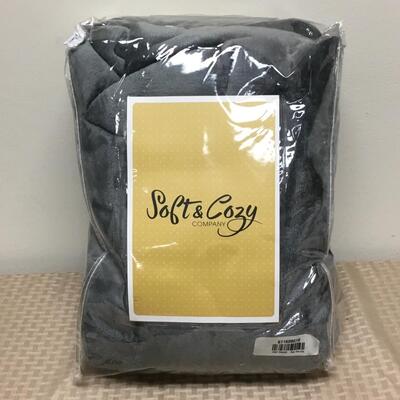 HSN Soft & Cozy Grey Fleece Throw Blanket