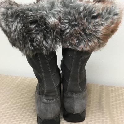 Grey Sporto Faux Fur Trimmed Winter Boots Waterproof