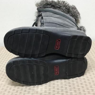 Grey Sporto Faux Fur Trimmed Winter Boots Waterproof