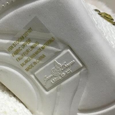 White Crochet Fleece Lined Boot with Gold Rhinestones