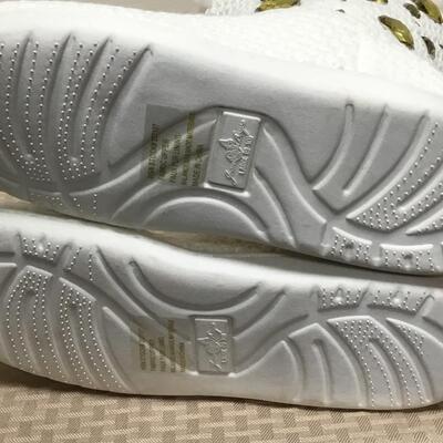 White Crochet Fleece Lined Boot with Gold Rhinestones