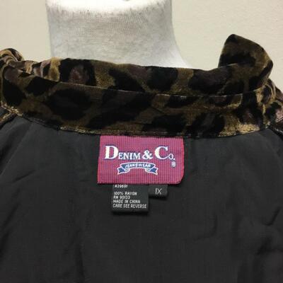 Lightweight Leopard Print Button Front Long Sleeve Tunic Top Denim & Co 1X