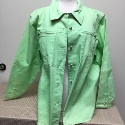 Seafoam Green Button Front Denim Jacket Shirt Quacker Factory 1X