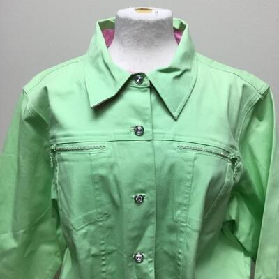 Seafoam Green Button Front Denim Jacket Shirt Quacker Factory 1X
