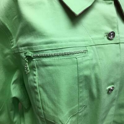 Seafoam Green Button Front Denim Jacket Shirt Quacker Factory 1X
