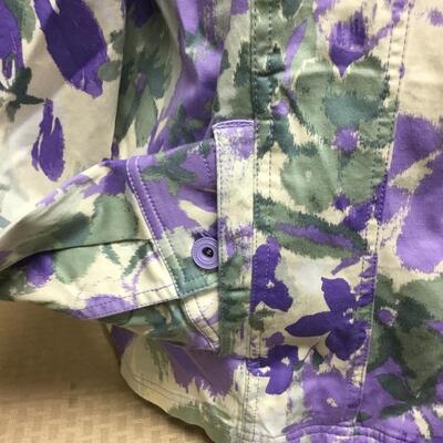 Lightweight D & Co Purple Floral Denim Cotton Button Front Jacket 1X
