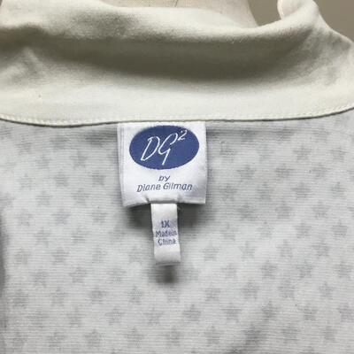 Patriotic Stars & Stripes White Button Front Jacket DG2 Diane Gilman Size 1X