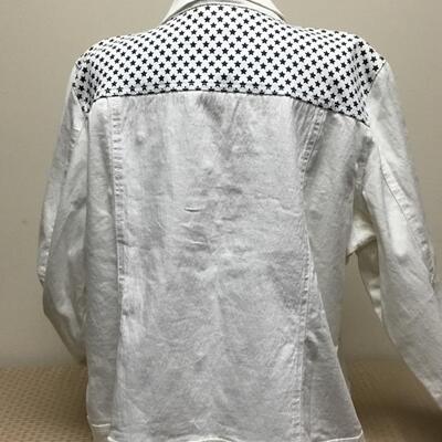 Patriotic Stars & Stripes White Button Front Jacket DG2 Diane Gilman Size 1X