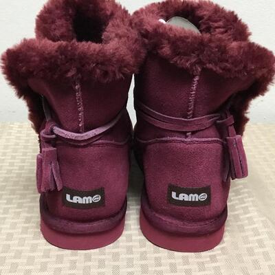 Maroon Burgundy Fleece Line Lam Boots Size 10