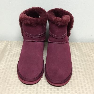 Maroon Burgundy Fleece Line Lam Boots Size 10