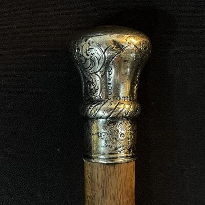 Sterling Head Antique Presentation Walking Stick / Cane