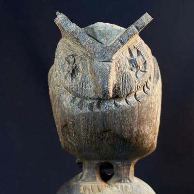 Curiosity - Folk Art Carving â€“ Skull And Owl