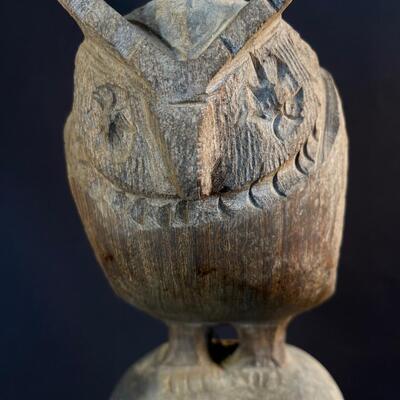 Curiosity - Folk Art Carving â€“ Skull And Owl