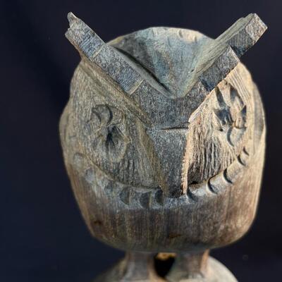 Curiosity - Folk Art Carving â€“ Skull And Owl