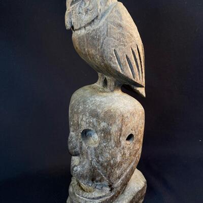 Curiosity - Folk Art Carving â€“ Skull And Owl