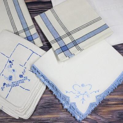 Vintage Blue Accent Table Linens