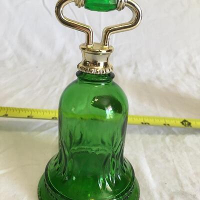 Vintage 1978 Avon Emerald Green Glass Bell Perfume Bottle Holds 3.75 Oz EMPTY