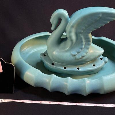 Van Briggle Swan Frog Flower Centerpiece 2 pcs