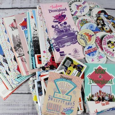 Vintage Disneyland Pamphlet Maps with Park Pins Buttons