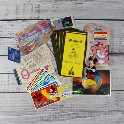 Vintage Disneyland Park Memorabilia Stickers Tickets and Postcards