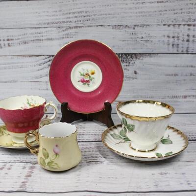 Vintage Leaf Roses Teacup Saucer Set