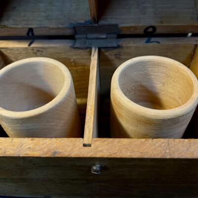 Odd Pidgeon-Hole Wooden Box With Numbered Cups