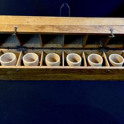 Odd Pidgeon-Hole Wooden Box With Numbered Cups
