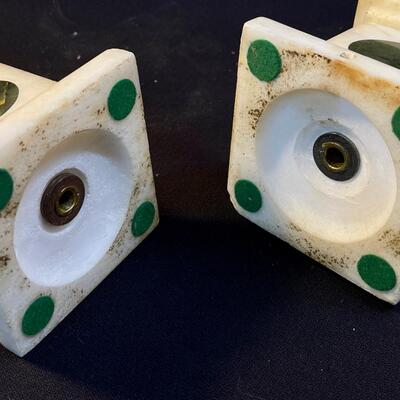 Pair Inlaid Marble White And Black Obelisks Lamp Bases