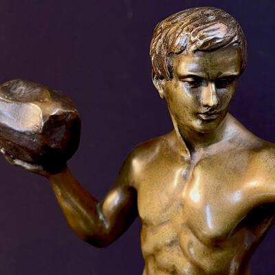 Beautiful Greek Style Bronze Male Nude in Action