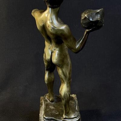 Beautiful Greek Style Bronze Male Nude in Action