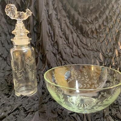 Stunning Antique Ensemble of Etched Crystal Candle Light Dinner for Two