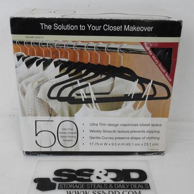 50 Hangers: Ultra Thin, Velvety Smooth, Space Saving - New
