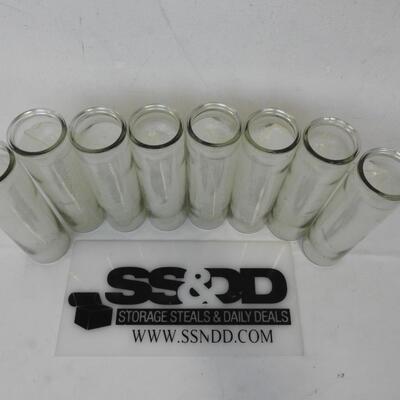 Qty 8 Solid White Wax Candles in Clear Glass Jars 8