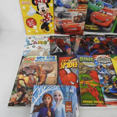 Qty 15 Coloring & Activity Books for Kids Spider-Man, Cars, Dinosaurs - New