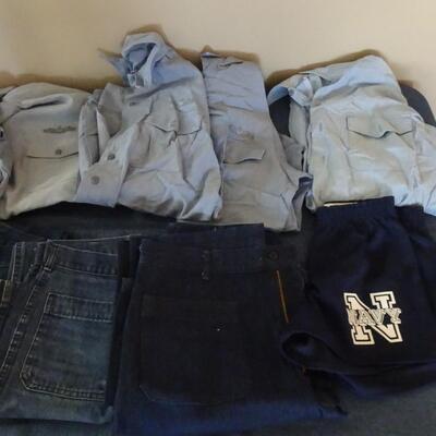 LOT 808 VINTAGE US NAVY DENIM JEANS AND NAVY SHIRTS
